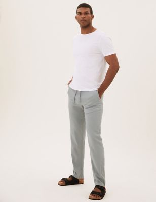 Mens 100% cotton grey pull on casual trousers in waist 30-32 inches M&S