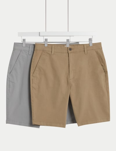 2pk Cotton Rich Stretch Chino Shorts