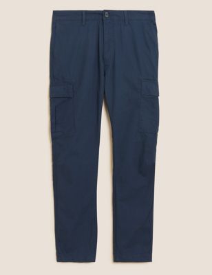 Slim Fit Pure Cotton Ripstop Cargo Trousers