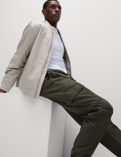Tapered Fit Elasticated Waist Stretch Trousers M S Collection M S