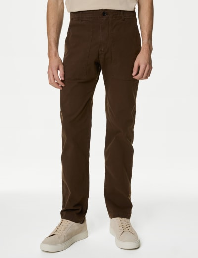 STRAIGHT-LEG Stretch Corduroy Pants for Tall Men in Chocolate