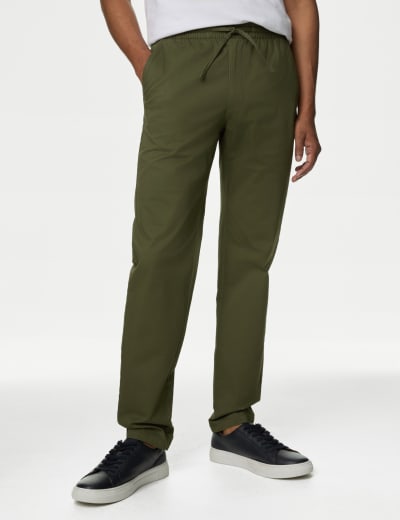 ASOS DESIGN tapered chino joggers with elasticated waist in khaki