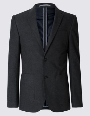 

Фланелевый слегка приталенный пиджак с 2 пуговицами Buttonsafe™, Уголь