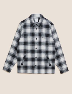 Cotton Rich Check Double Faced Overshirt