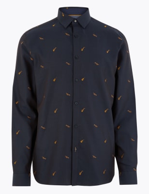 Хлопковая рубашка с принтом 