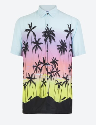 Хлопковая рубашка с крупным принтом Пальмы