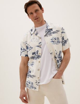 Linen Blend Hawaiian Shirt