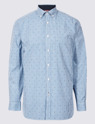 Рубашка из 100%  хлопка с карманом в клетку