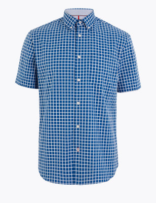 Мужская хлопковая рубашка в  клетку