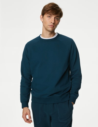 Pure Cotton Raglan Crew Neck Sweatshirt M S Collection M S