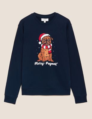 Pure Cotton Pug Christmas Sweatshirt