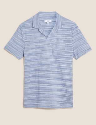 Cotton Rich Textured Revere Polo Shirt