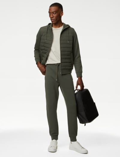 Drawstring Pure Cotton Fleece Lined Joggers M S Collection M S