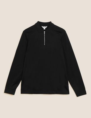 Slim Fit Premium Cotton Long Sleeve Polo Shirt