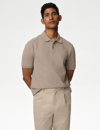 Pure Cotton Pique Polo Shirt M S Collection M S