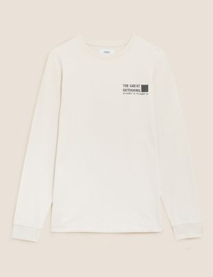 Pure Cotton Slogan Long Sleeve T-Shirt