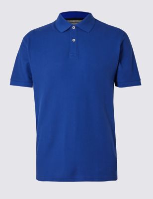 

Слегка приталенная рубашка-поло из чистого хлопка StayNEW™, Кобальтовый
