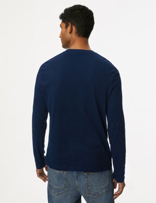 Farfetch Men Clothing T-shirts Long Sleeved T-shirts Blue Logo-patch long-sleeve T-shirt 