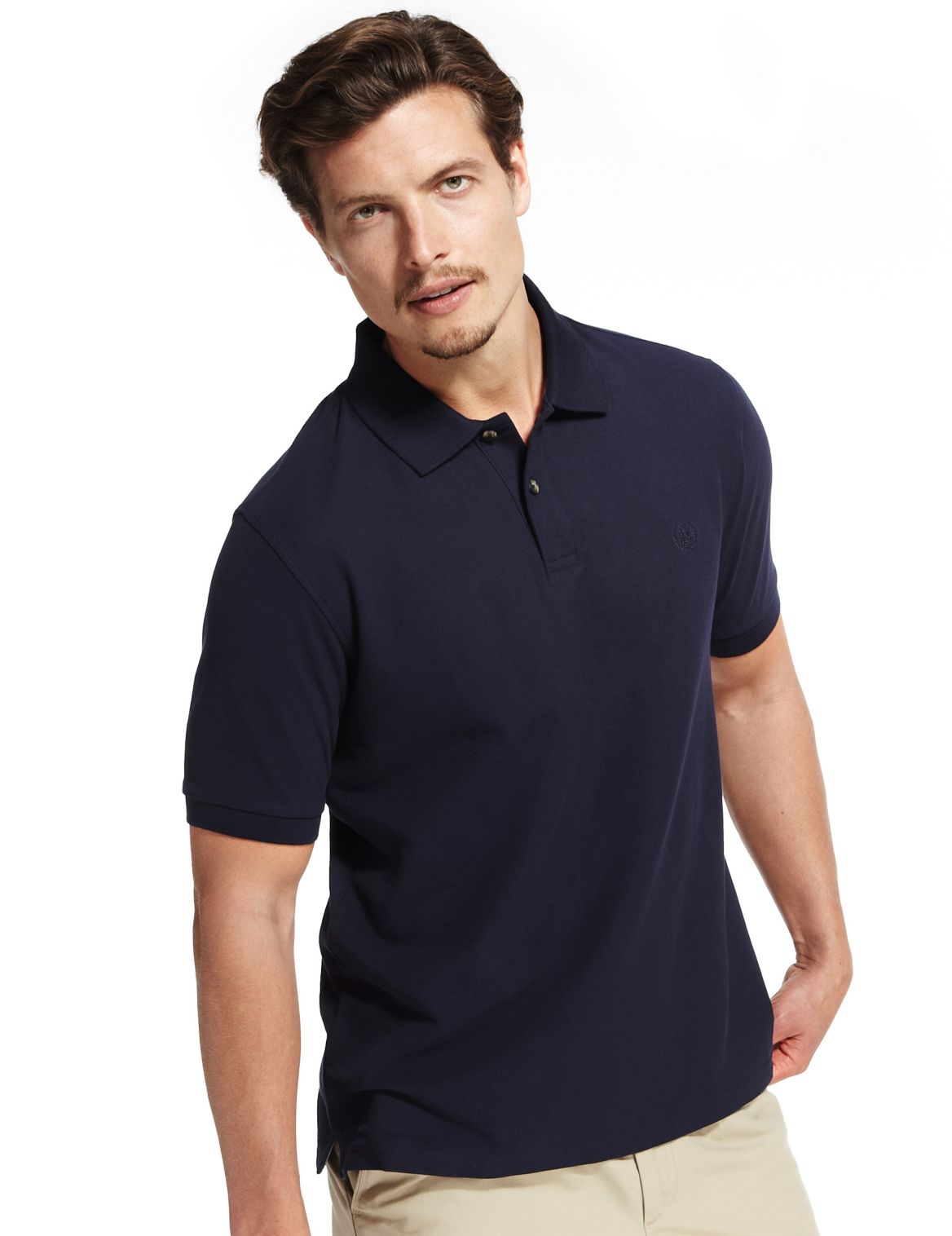 Pure Cotton Polo Shirt With Staynewâ ¢ Navy | Myvee