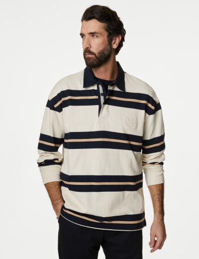 Pure Cotton Striped Rugby Shirt FatFace M S