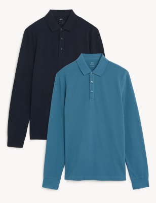 mens long sleeve polo shirts m&s