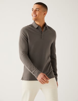 marks and spencer men's long sleeve polo shirts