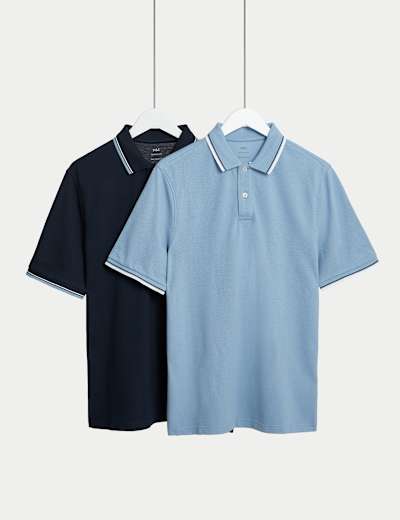 2 Pack Pure Cotton Polo Shirts M S Collection M S