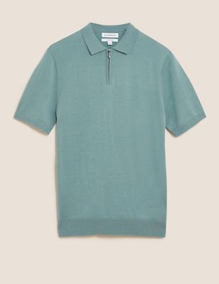Silk Cotton Knitted Polo Shirt