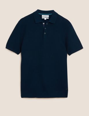 Cotton Rich Textured Knitted Polo