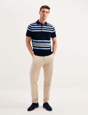 Cotton Striped Knitted Polo Shirt