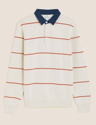 Pure Cotton Striped Knitted Rugby Top