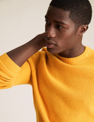mens yellow knitted jumper