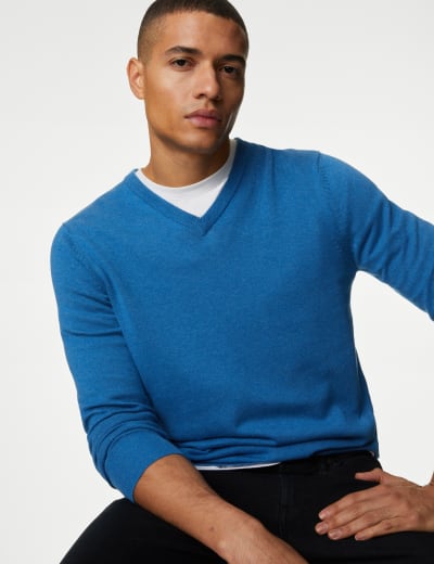 Cotton v neck jumpers top