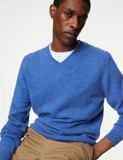 Mens Lambswool V Neck Jumper