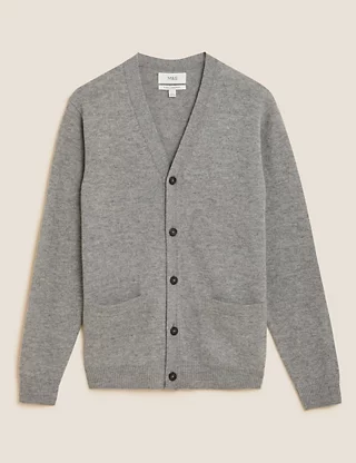 Xanaka Fine Knitted Cardigan light grey flecked casual look Fashion Slipovers Fine Knitted Cardigans 