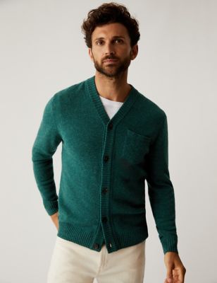 BNWT SZ 16 M&S Cotton Blend Open Front Ribbed Oblong Cardigan Forest Green 