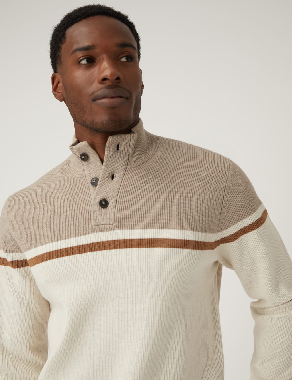 funnel neck cotton sweater
