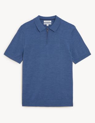 Pure Merino Wool Short Sleeve Polo Shirt