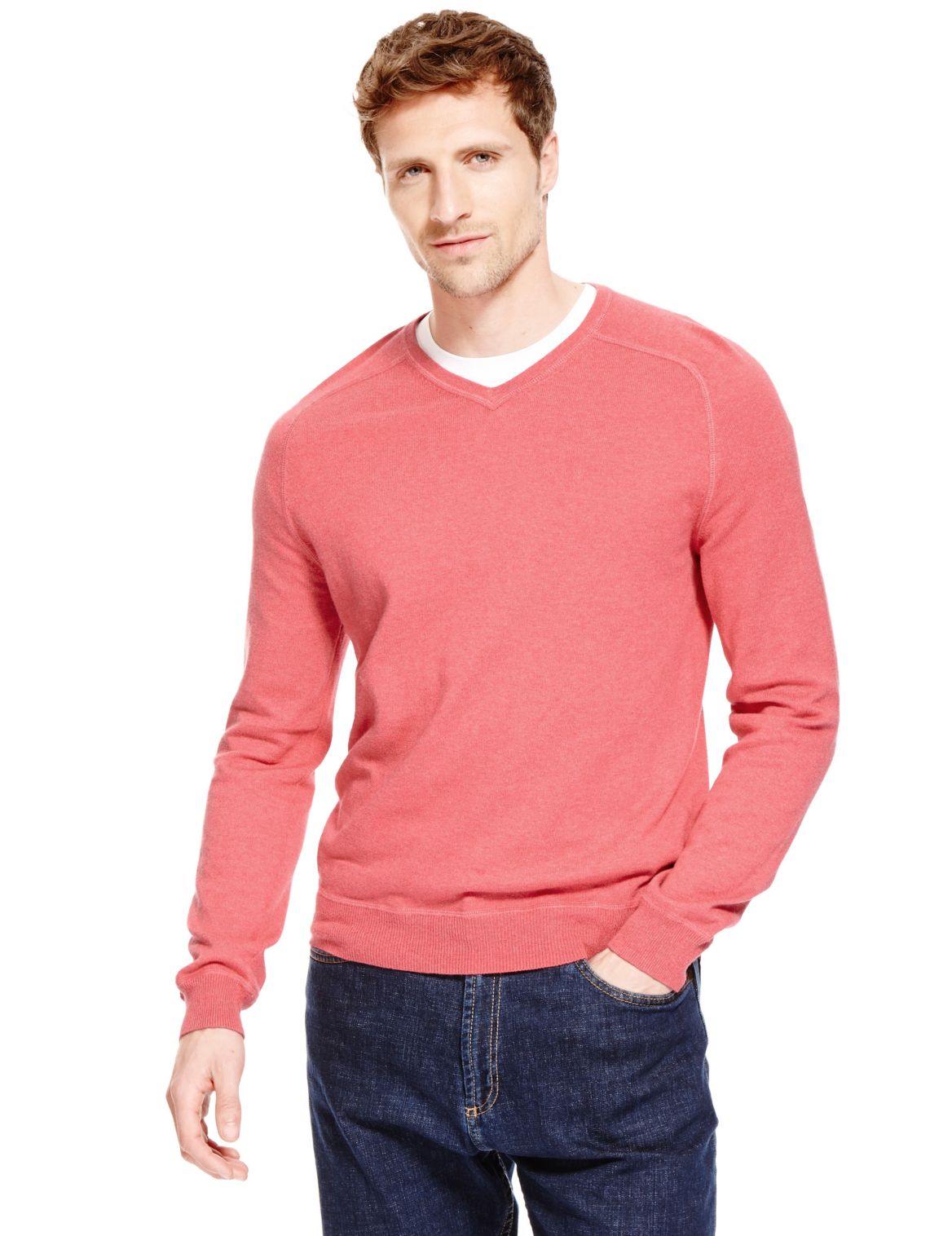 Cotton Rich V-neck Jumper With Cashmere Strawberry – Wikimba