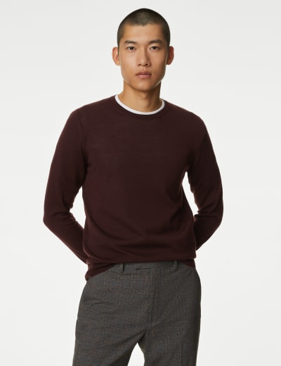 Pure Extra Fine Merino Wool Crew Neck Jumper Autograph M S