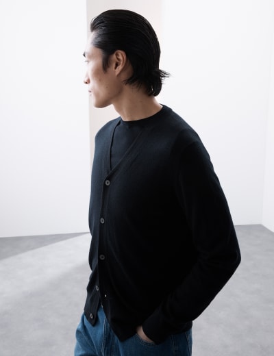 Pure Extra Fine Merino Wool V-Neck Cardigan | Autograph | Mu0026S
