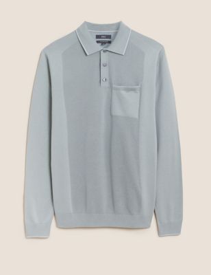 Cotton Blend Textured Polo Shirt