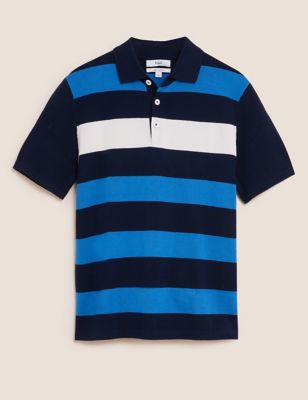 Pure Cotton Block Stripe Knitted Rugby Top