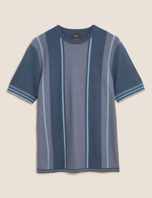 Cotton Rich Striped Knitted T-Shirt