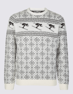 Джемпер мужской с принтом Лыжники