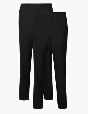 2 Pack Slim Fit Flat Front Trousers