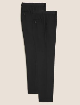 2 Pack Skinny Fit Flat Front Trousers