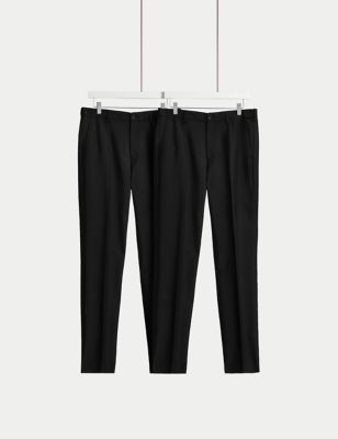 2 Pack Slim Fit Active Waist Trousers