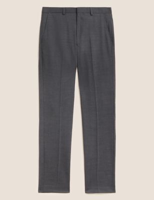 Wool Blend Flat Front Trousers