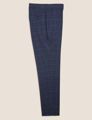 Slim Fit Check Stretch Trousers